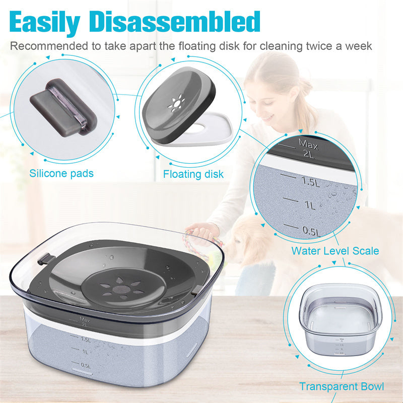 70oz Spill-Proof Dog Water Bowl – Large & Visible Level