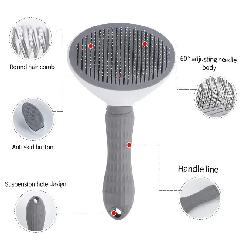 Self-Cleaning Pet Brush – For Dogs & Cats Grooming