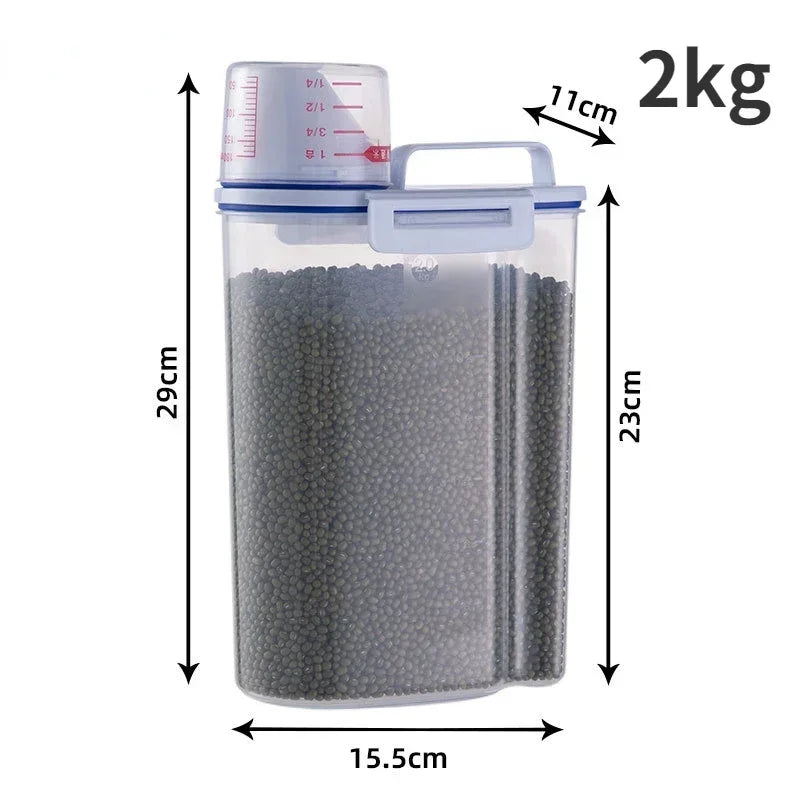 1.5kg/2kg Pet Food Storage Container with Measuring Cup