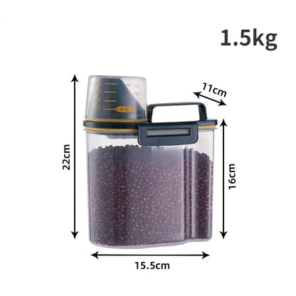 1.5kg/2kg Pet Food Storage Container with Measuring Cup