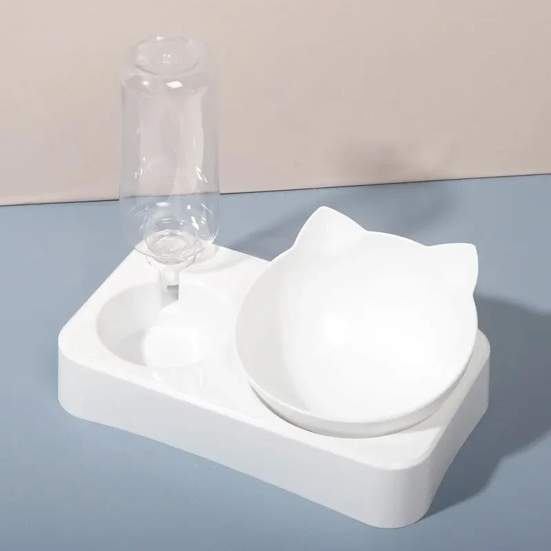 Pet Feeding Bowl – 15° Tilt with Water Dispenser