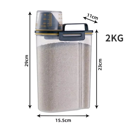 1.5kg/2kg Pet Food Storage Container with Measuring Cup