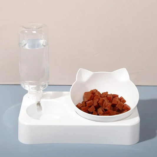 Pet Feeding Bowl – 15° Tilt with Water Dispenser