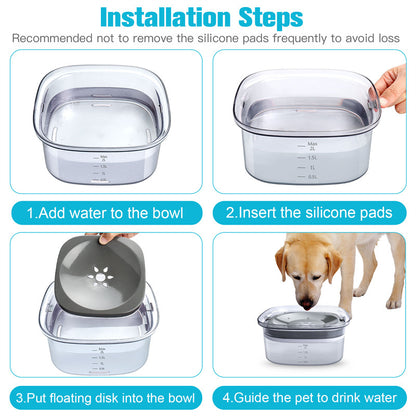 70oz Spill-Proof Dog Water Bowl – Large & Visible Level